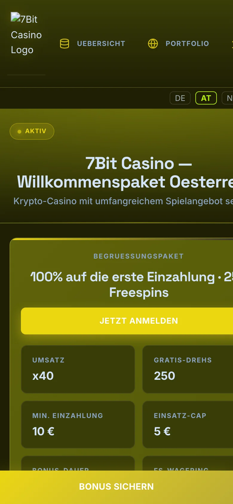 7Bit Casino mobile lobby screenshot