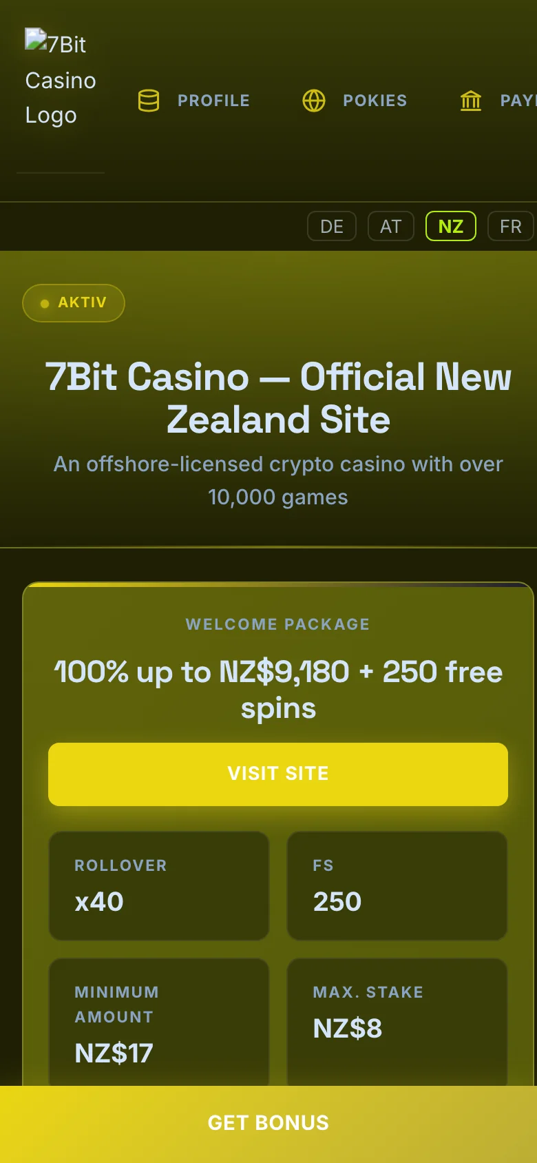 7Bit Casino mobile lobby screenshot