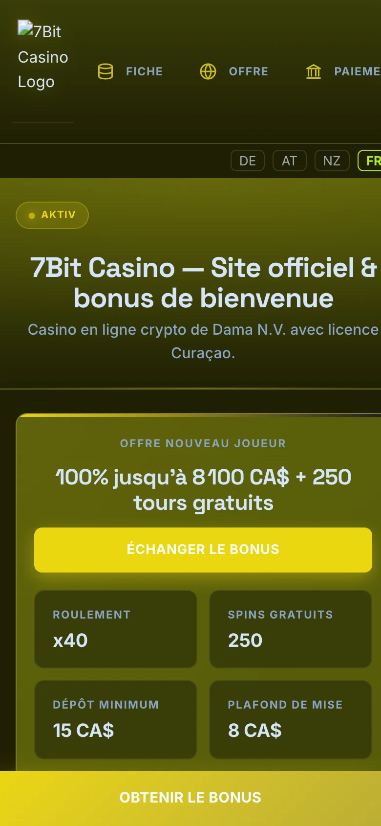 7Bit Casino mobile lobby screenshot